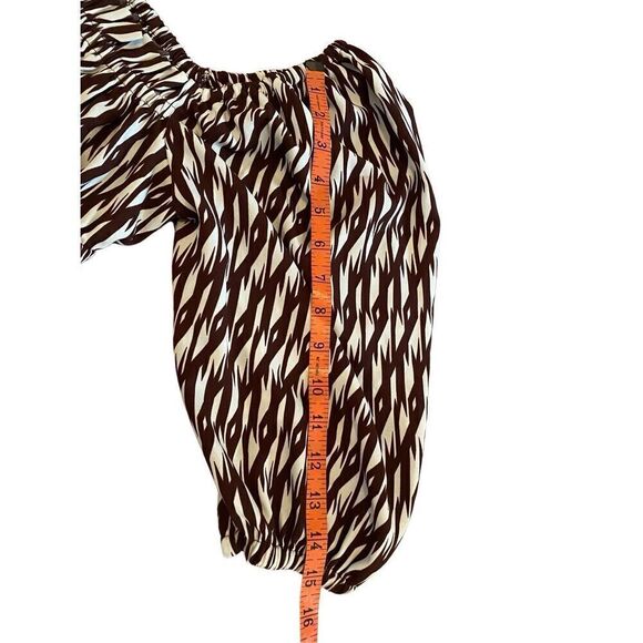 Open Edit Striped Blouse Balloon Sleeve Boat Neck Lightweight ￼ - Picture 10 of 11